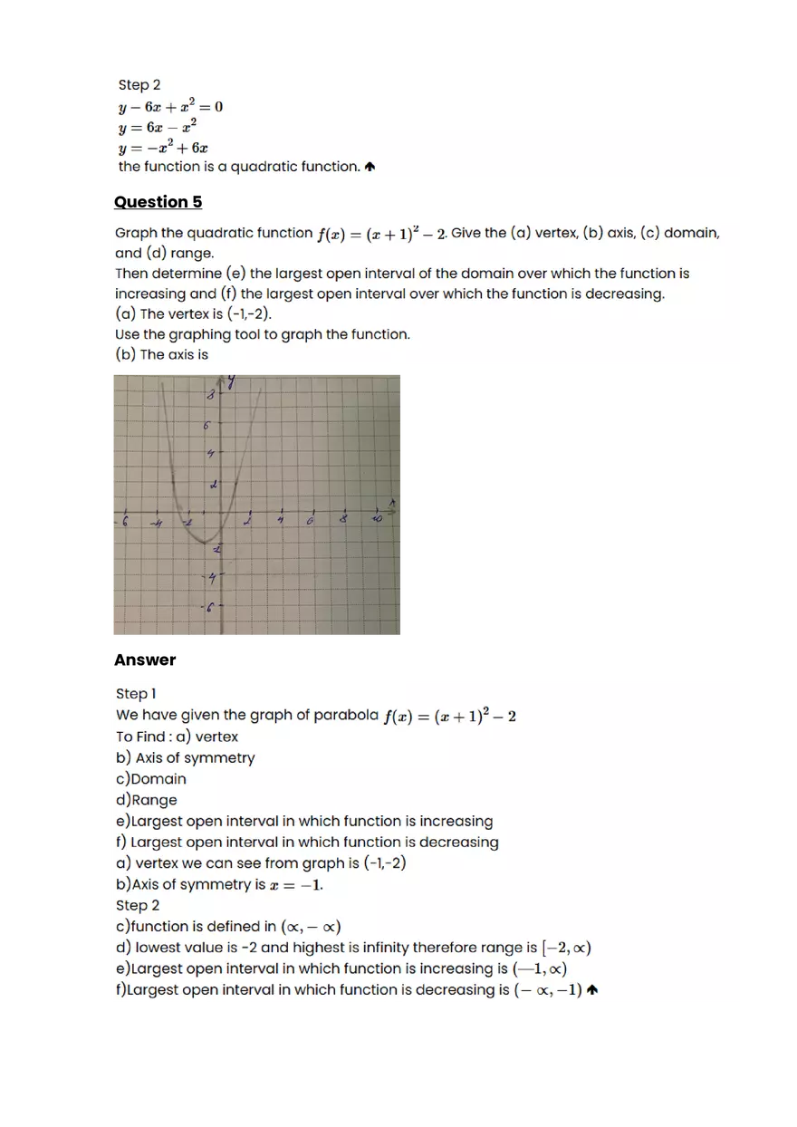 Quadratic function and equation #8 - Questions and Answers - Page 4