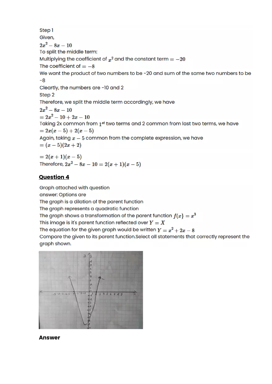 Quadratic function and equation #10 - Questions and Answers - Page 3