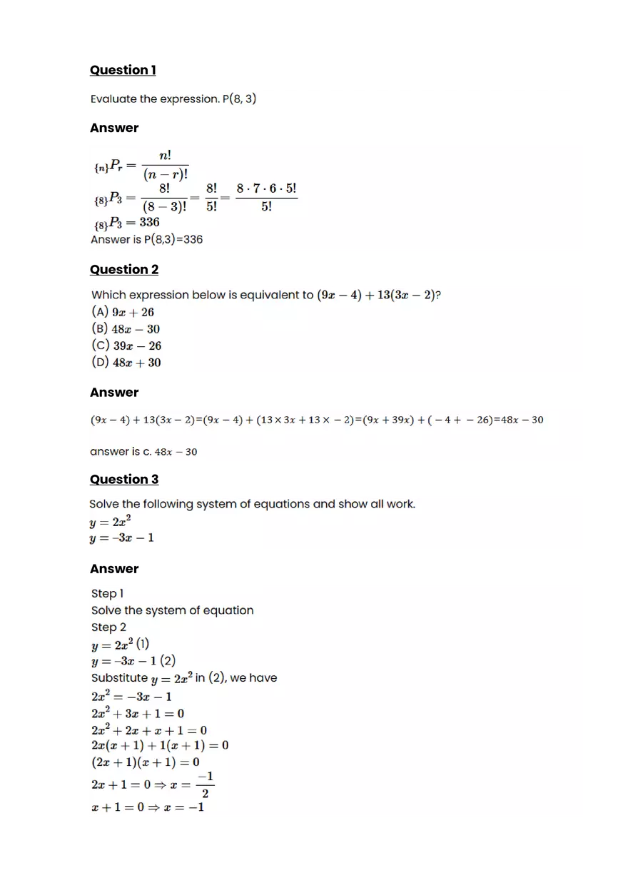 Equations, expressions, and inequalitie #2 - Questions and Answers - Page 1