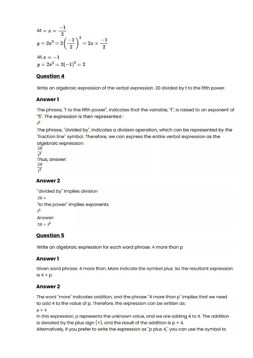 Equations, expressions, and inequalitie #2 - Questions and Answers - Page 2