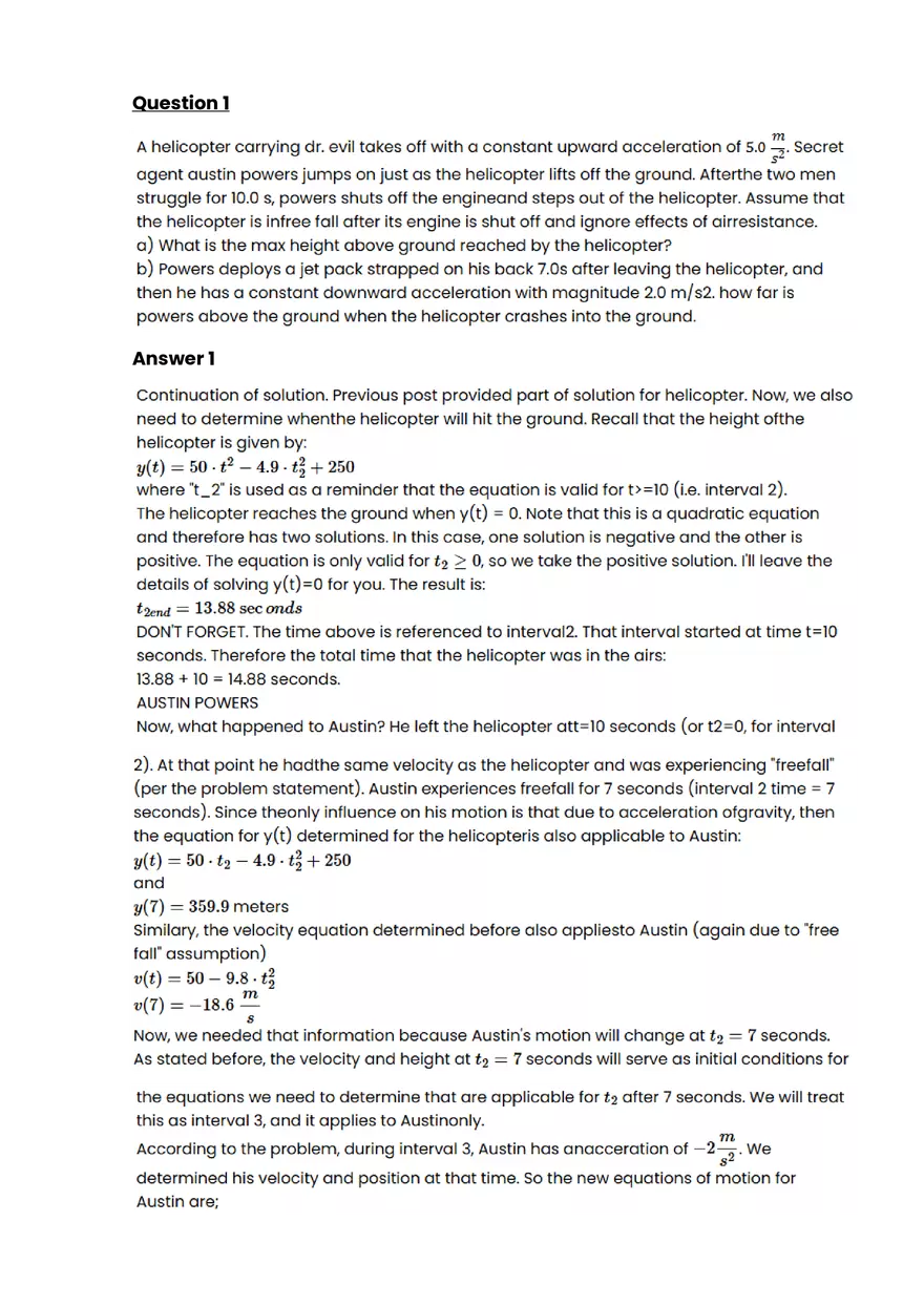 Acceleration Due to Gravity #2 - Questions and Answers - Page 1