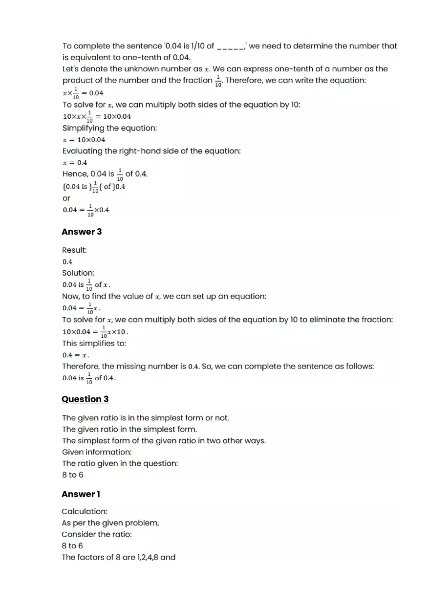 Ratios, rates, proportions #10 - Questions and Answers - Page 2