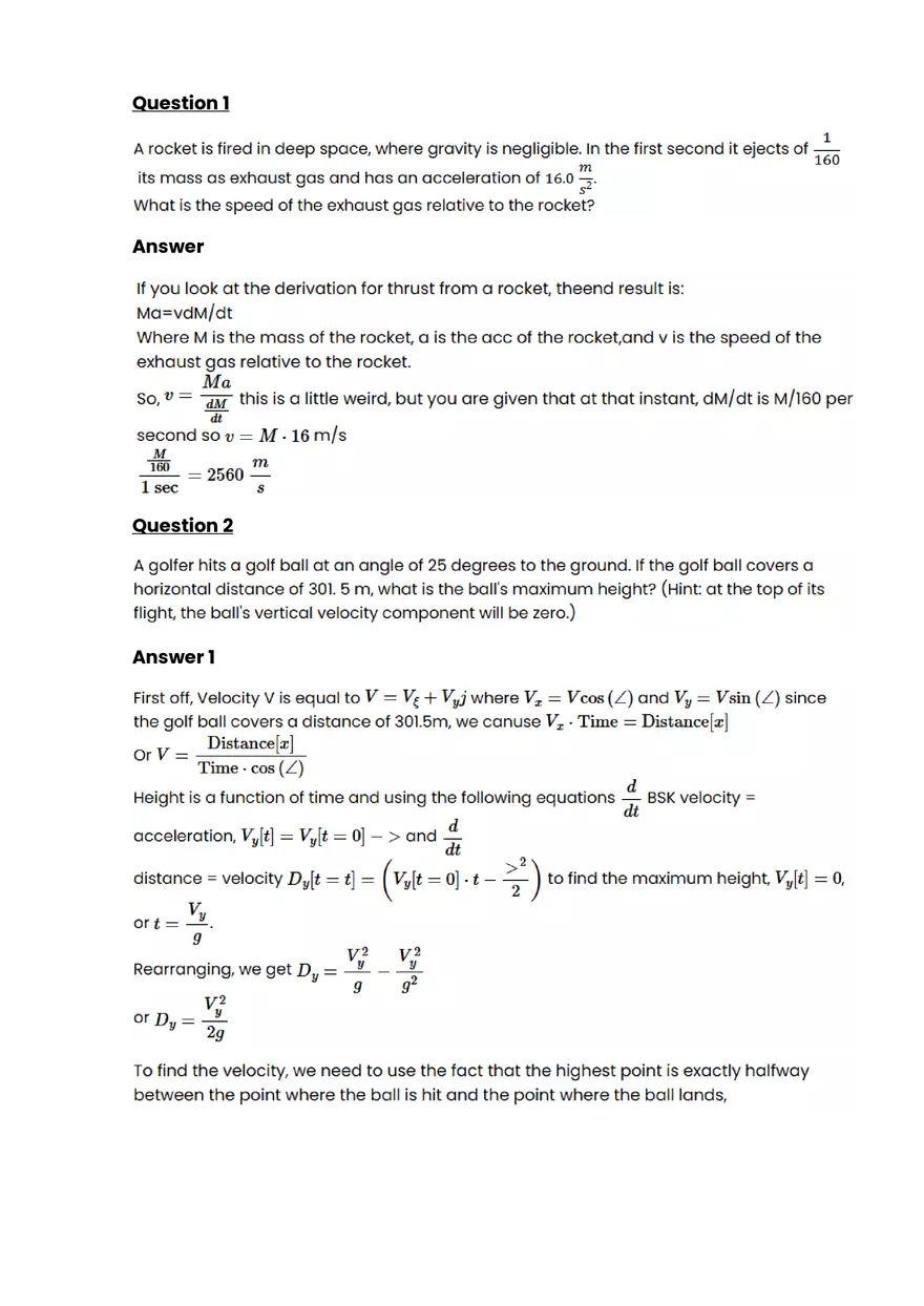 Acceleration Due to Gravity #3 - Questions and Answers - Page 1