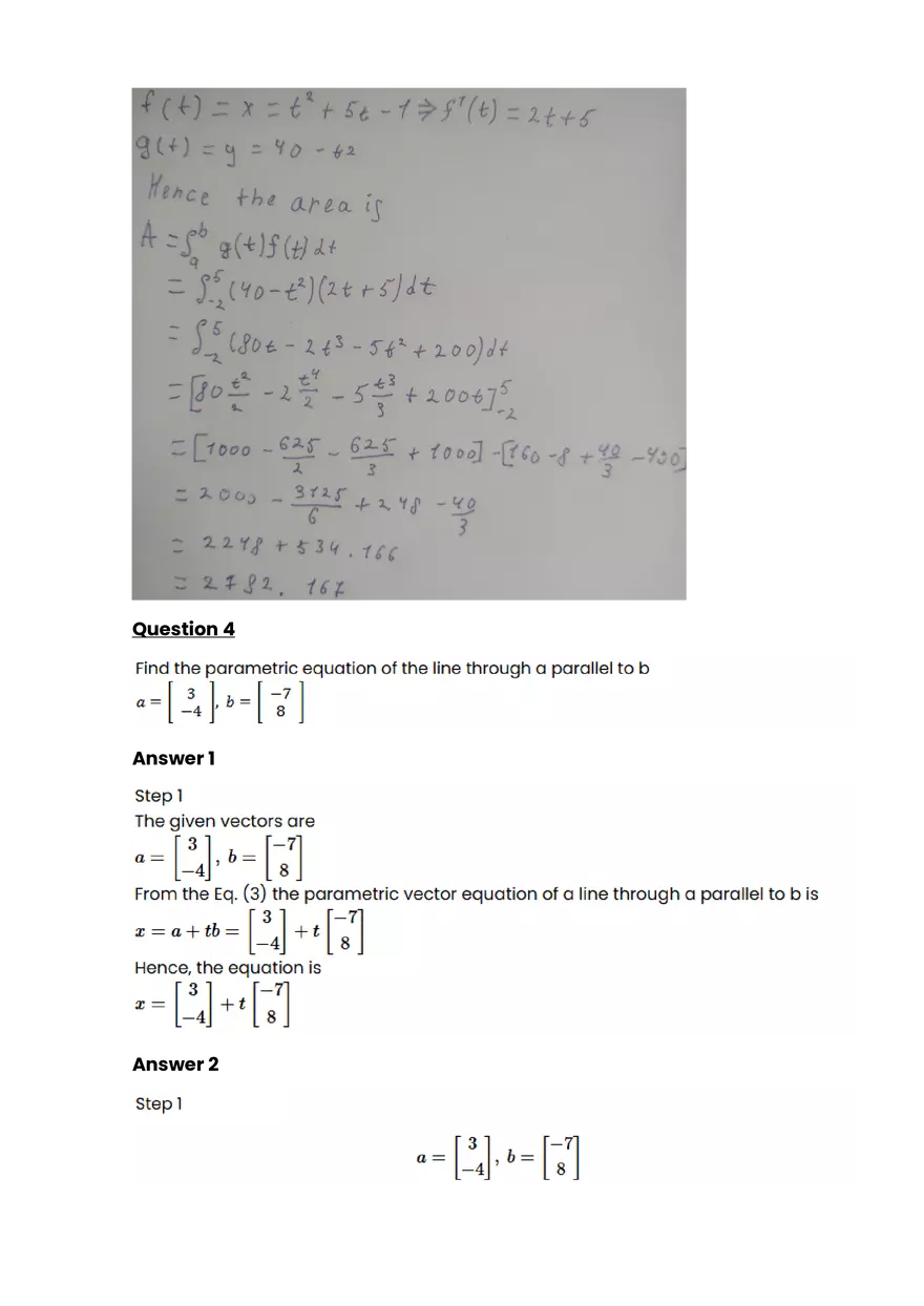 Parametric equations, polar coordinates, and vector-valued functions #4 - Questions and Answers - Page 2