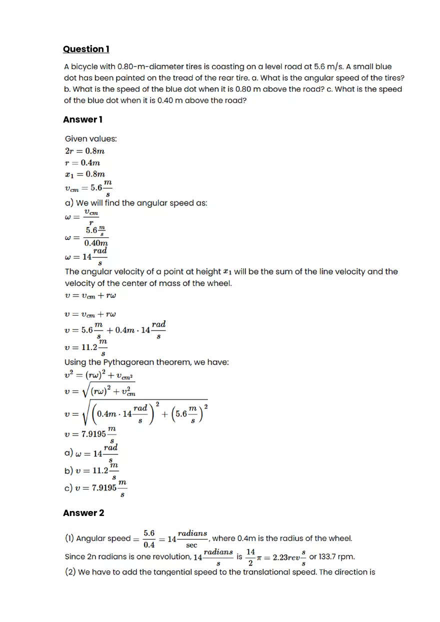 Acceleration Due to Gravity #1 - Questions and Answers - Page 1