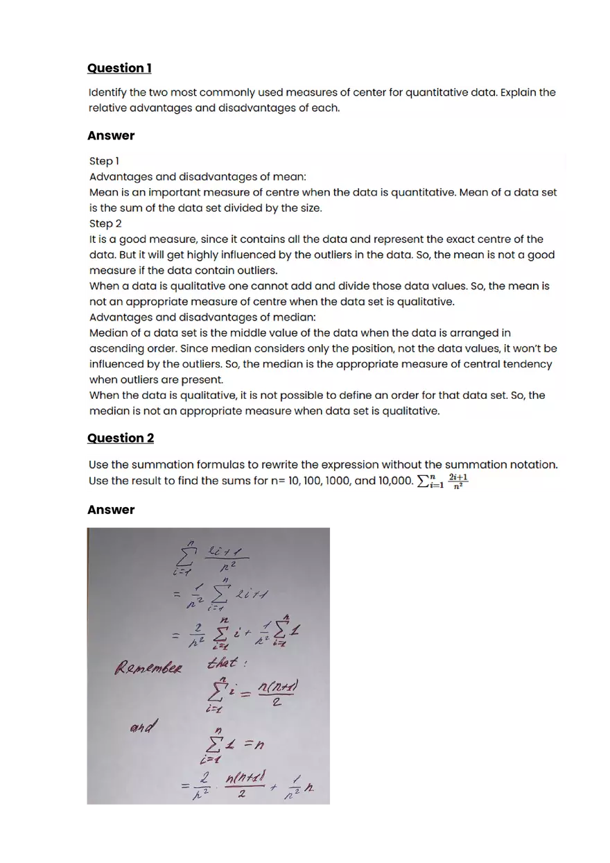Summarizing quantitative data #2 - Questions and Answers - Page 1