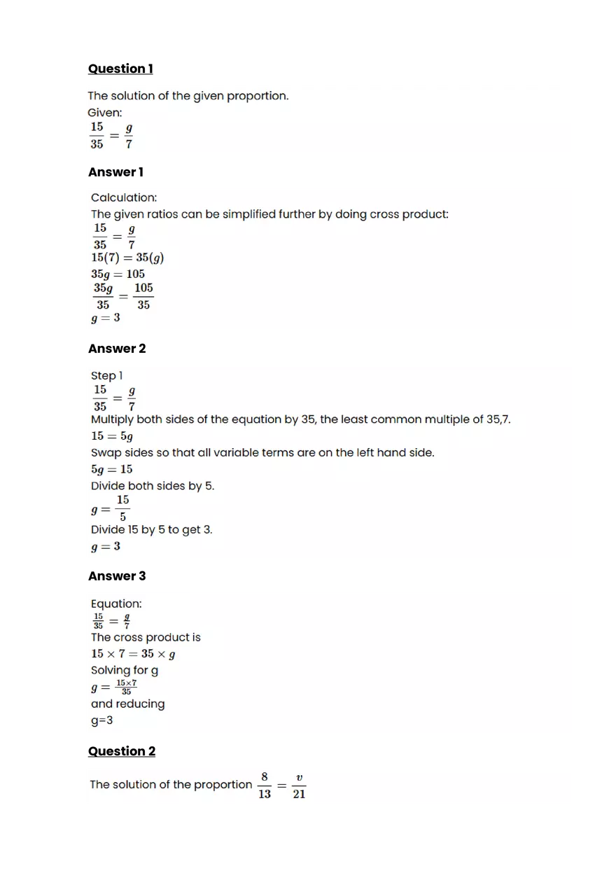 Ratios, rates, proportions #11 - Questions and Answers - Page 1