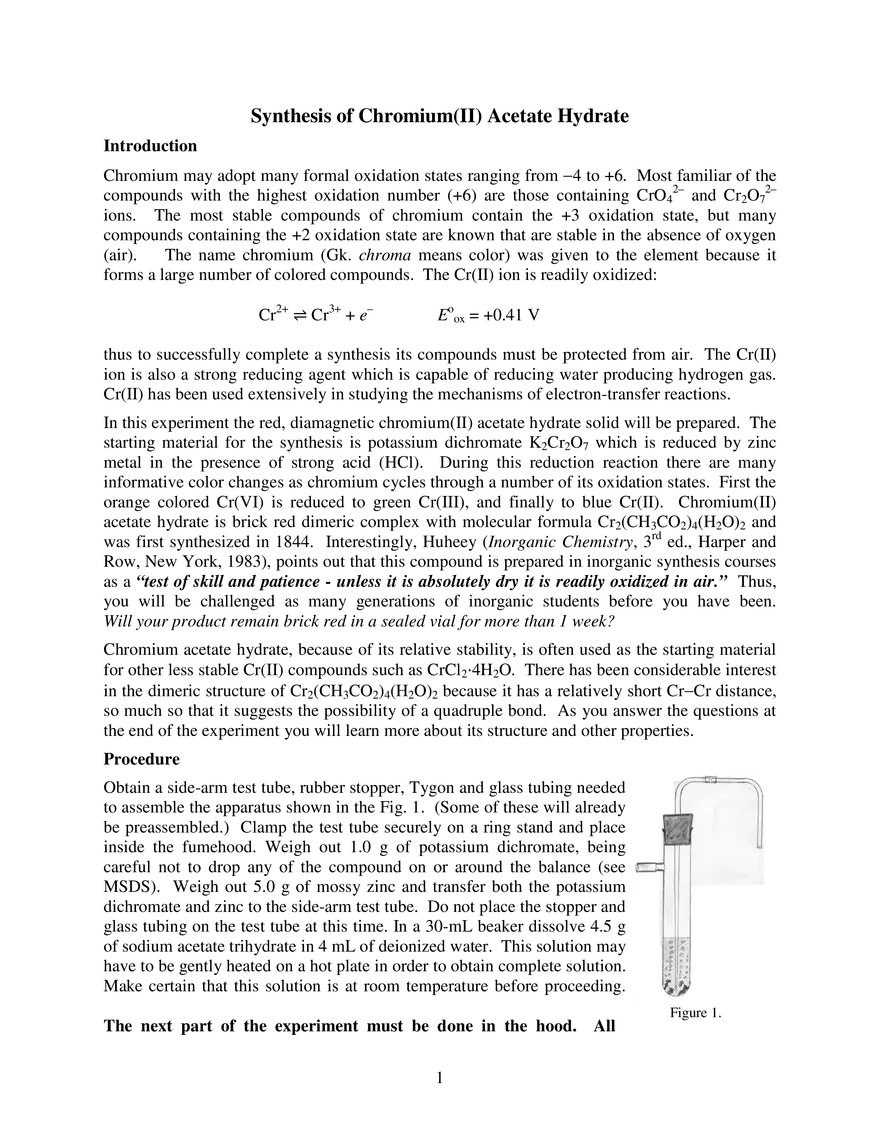 Synthesis of Chromium(II) Acetate Hydrate - Page 1