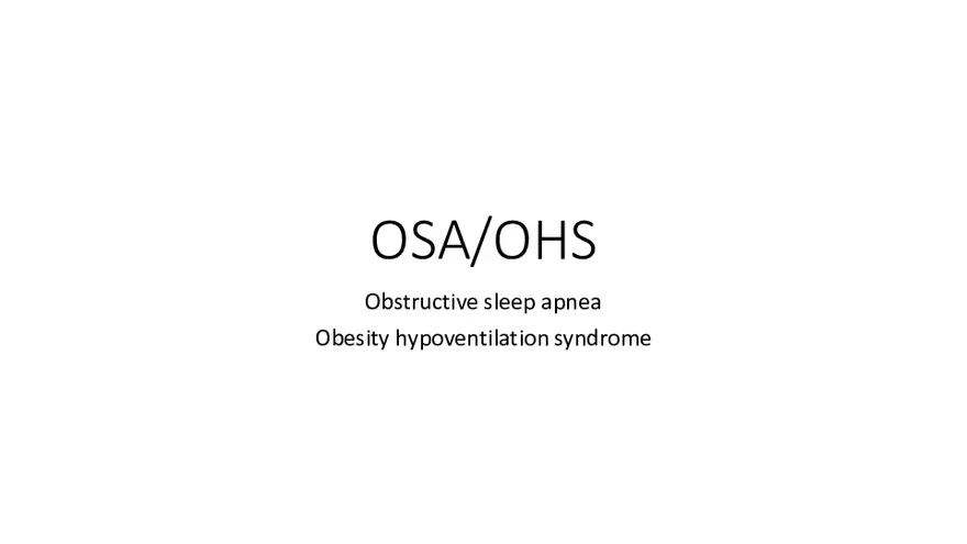 Obstructive Sleep Apnea Obesity Hypoventilation Syndrome - Page 1