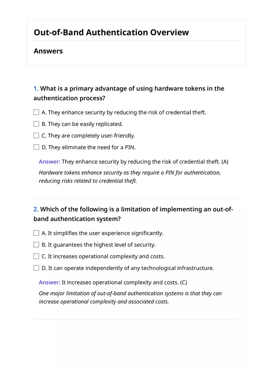Quiz on out-of-band authentication - Page 1