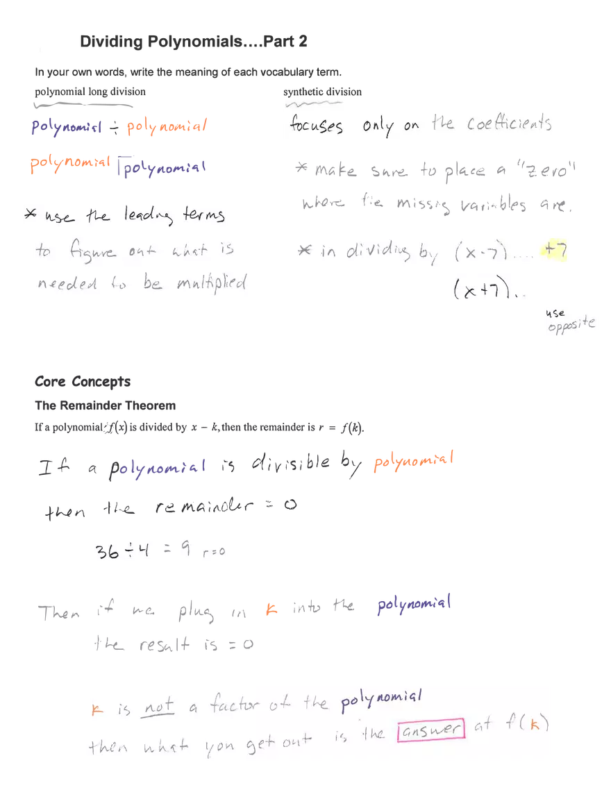 Dividing Polynomials - Page 1