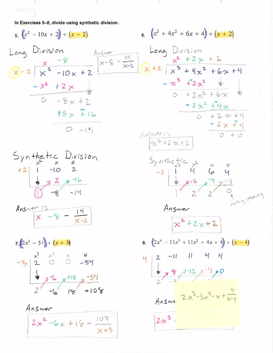 Dividing Polynomials - Page 2