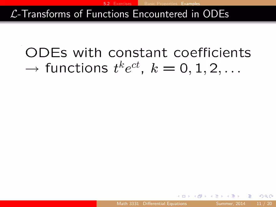 Basic Properties of the Laplace Transform Ch2 - Page 1