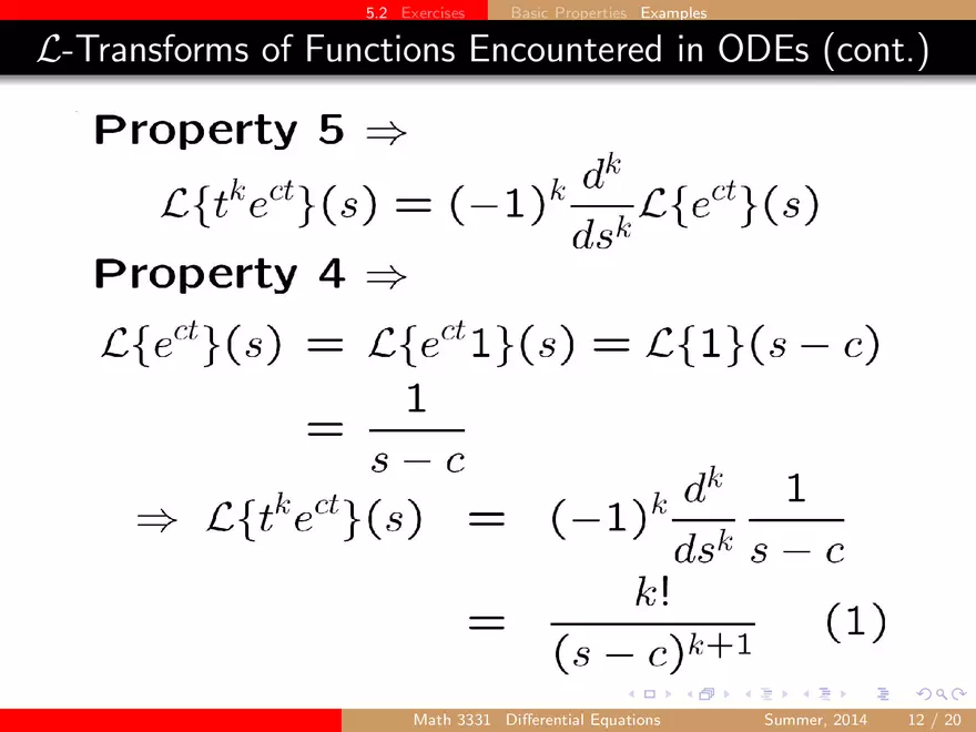 Basic Properties of the Laplace Transform Ch2 - Page 2