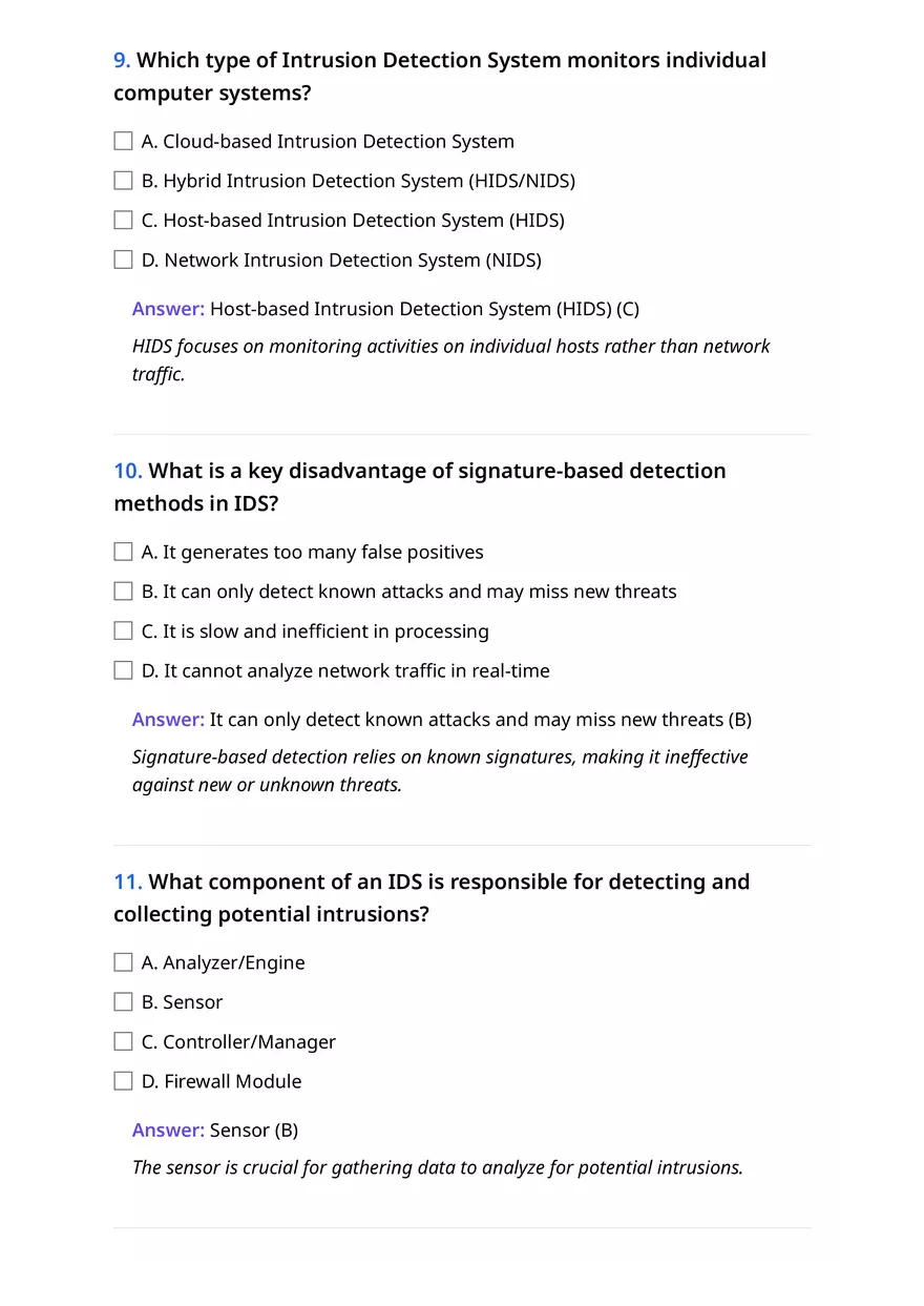 Quiz on Intrusion Detection Systems (IDS) - Page 4