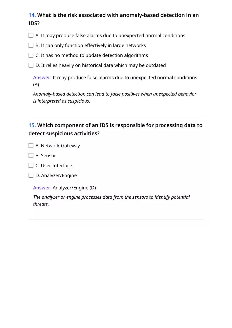 Quiz on Intrusion Detection Systems (IDS) - Page 6