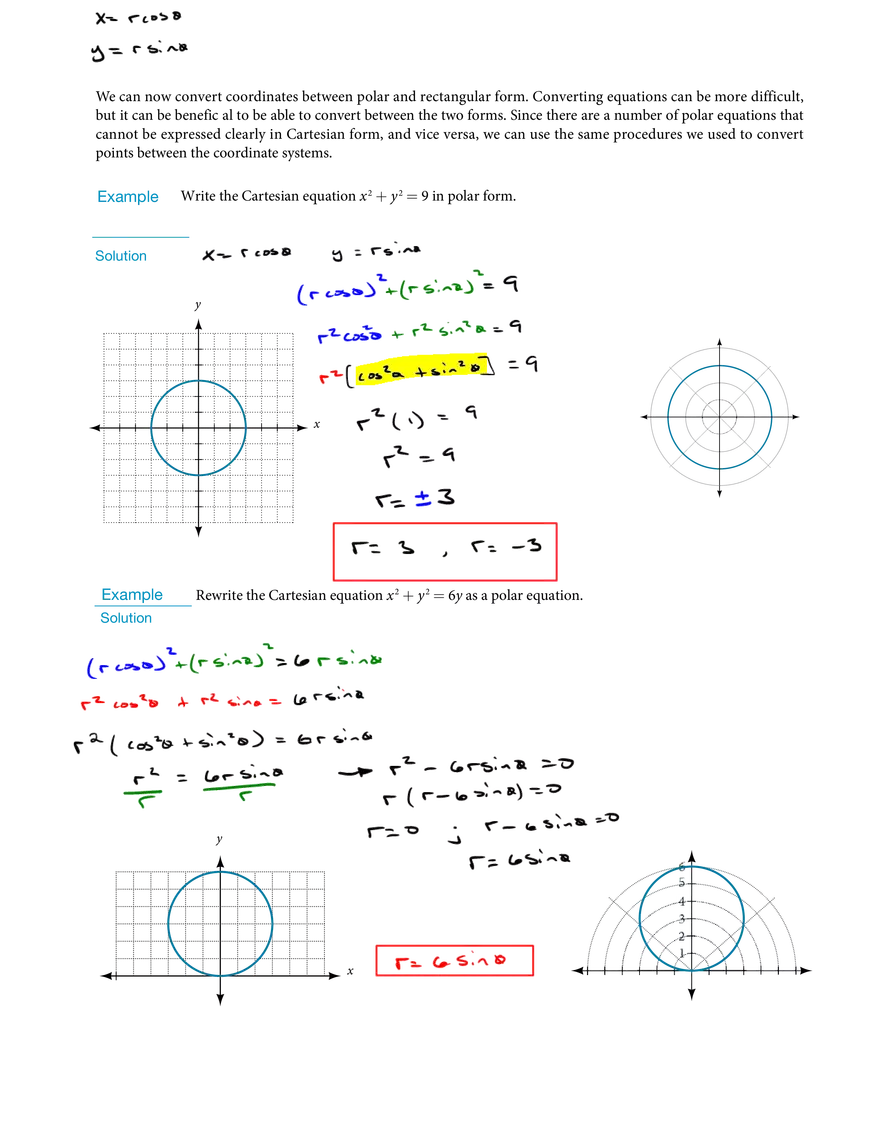 Transforming Equations Between Polar and Rectangular Forms - Page 1