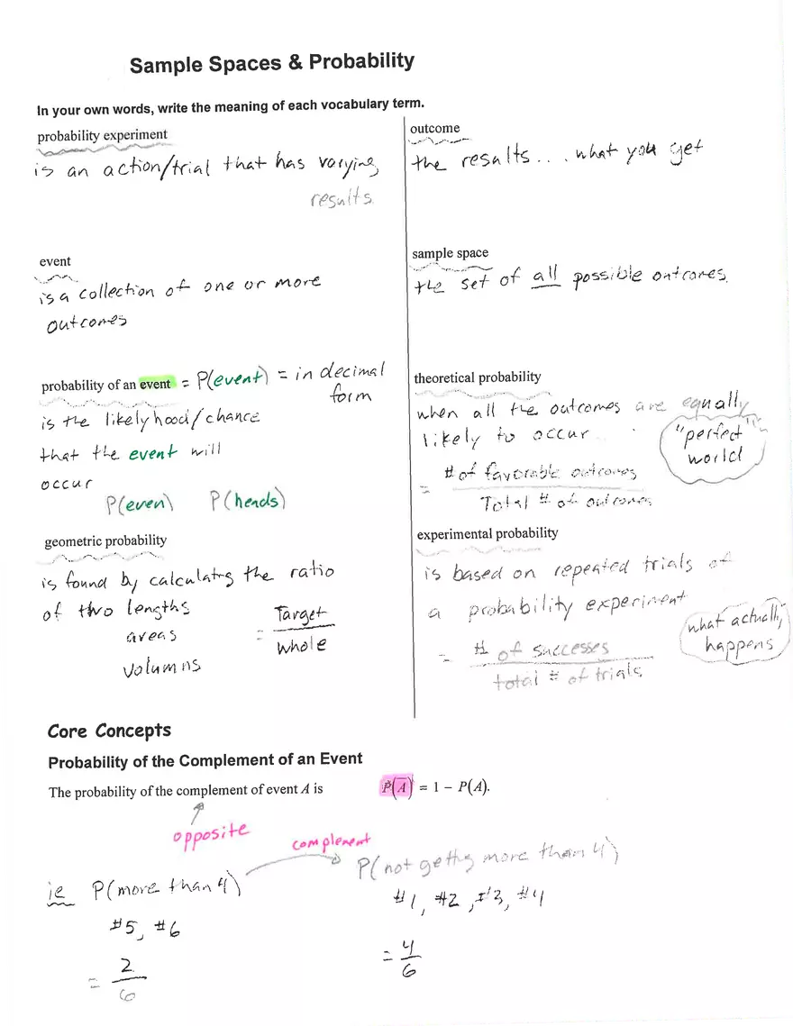Sample Spaces & Probability - Page 1