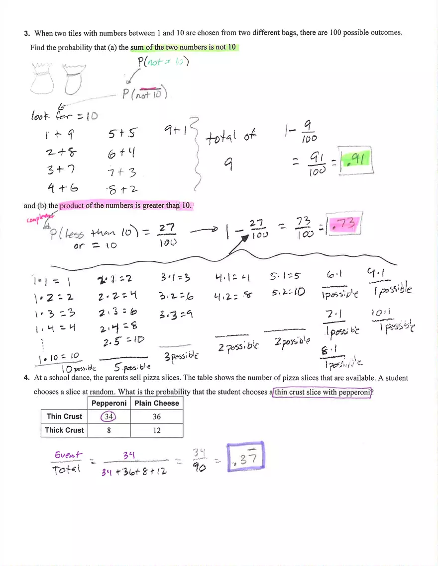 Sample Spaces & Probability - Page 3