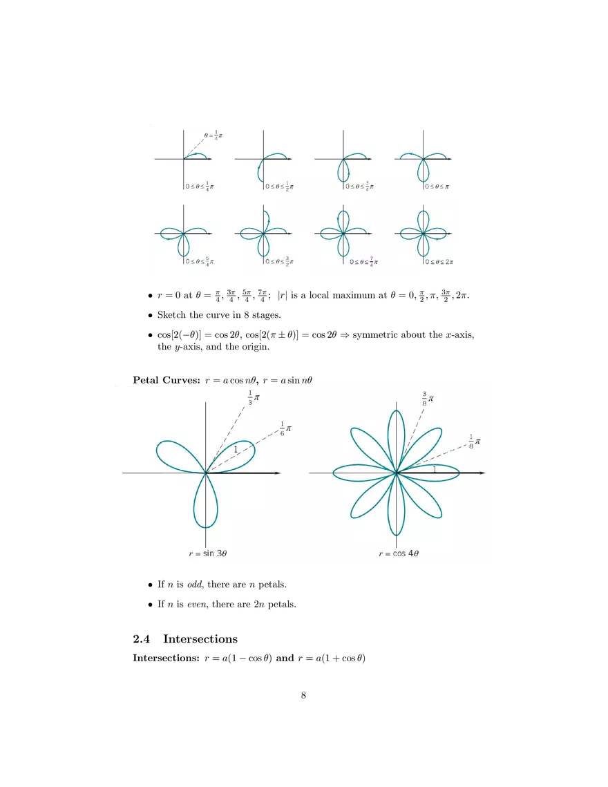 Polar Coordinates Graphing in Polar Coordinates - Page 8