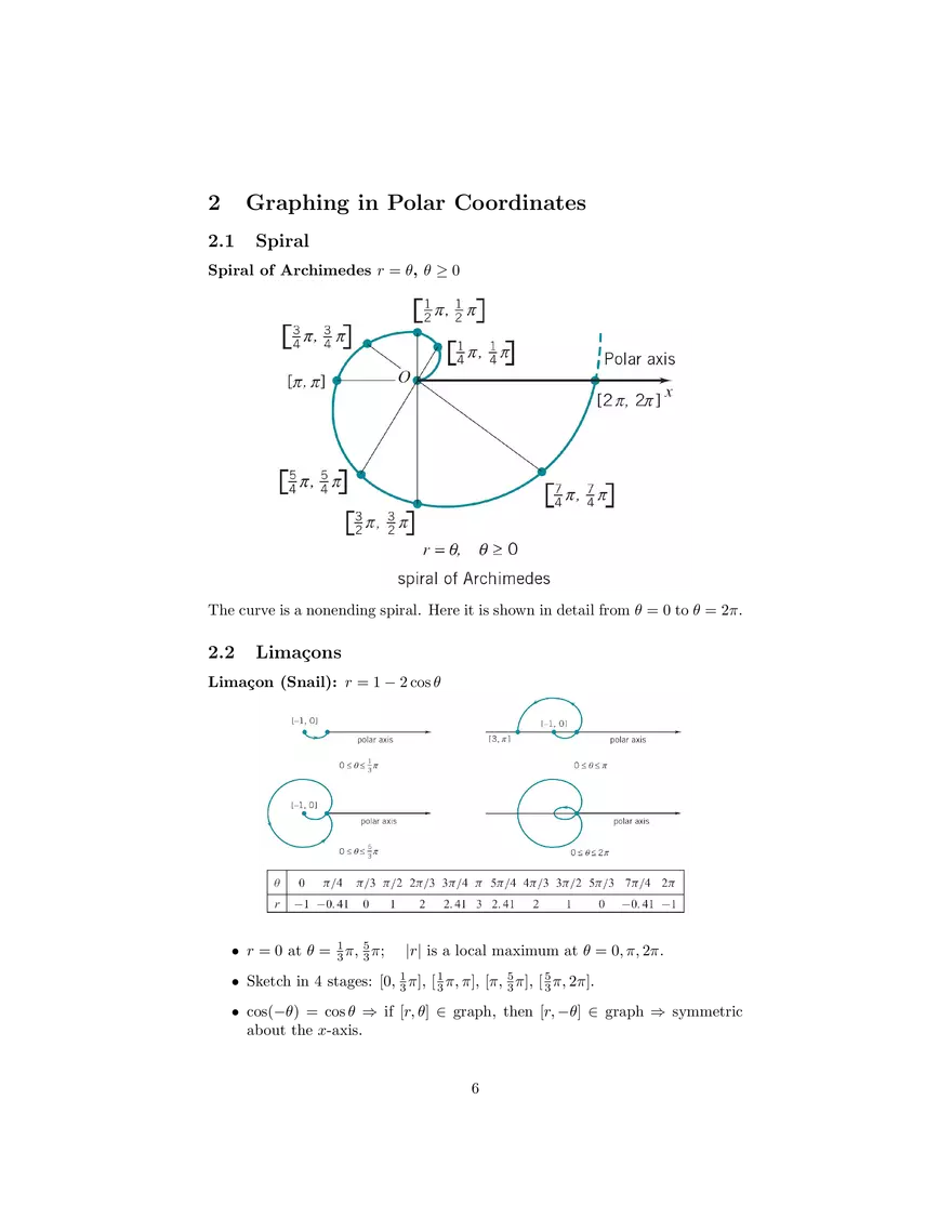 Polar Coordinates Graphing in Polar Coordinates - Page 6