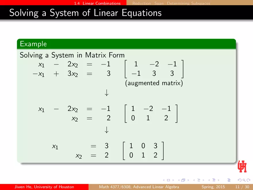 Advanced Linear Combinations & Systems of Linear Equations 2 - Page 1