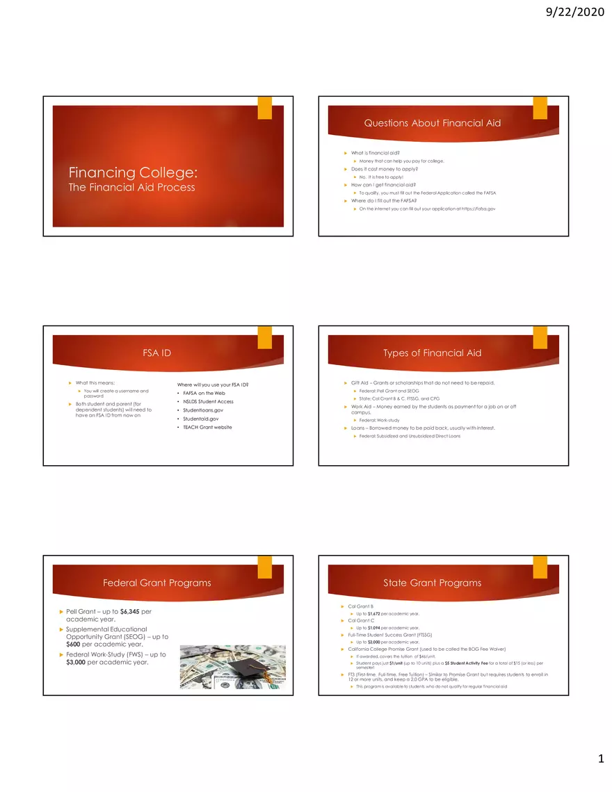 The Financial Aid Process - Page 1