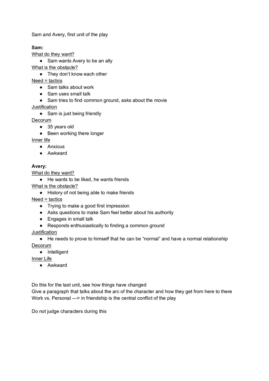 The Flick - Character Analysis Example - Page 1