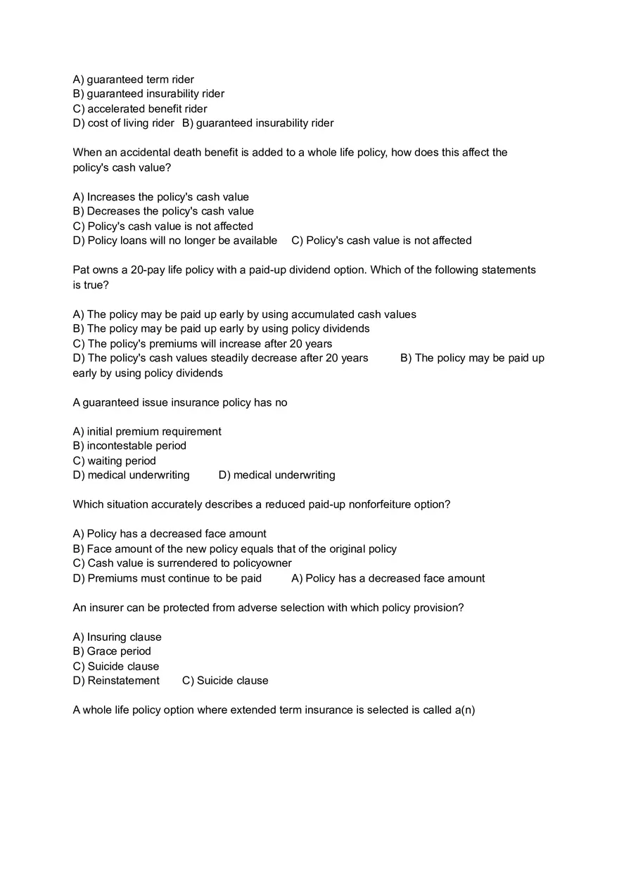 Policy Provisions, Options and Riders - Page 10