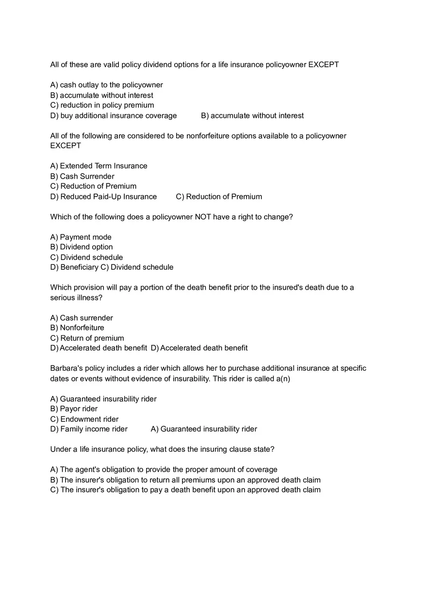 Policy Provisions, Options and Riders - Page 3