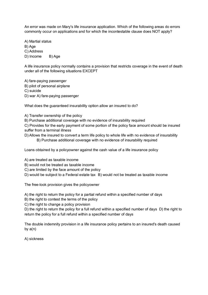 Policy Provisions, Options and Riders - Page 4