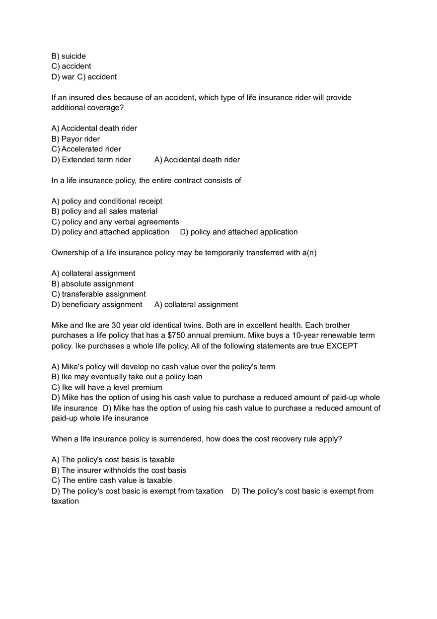 Policy Provisions, Options and Riders - Page 5