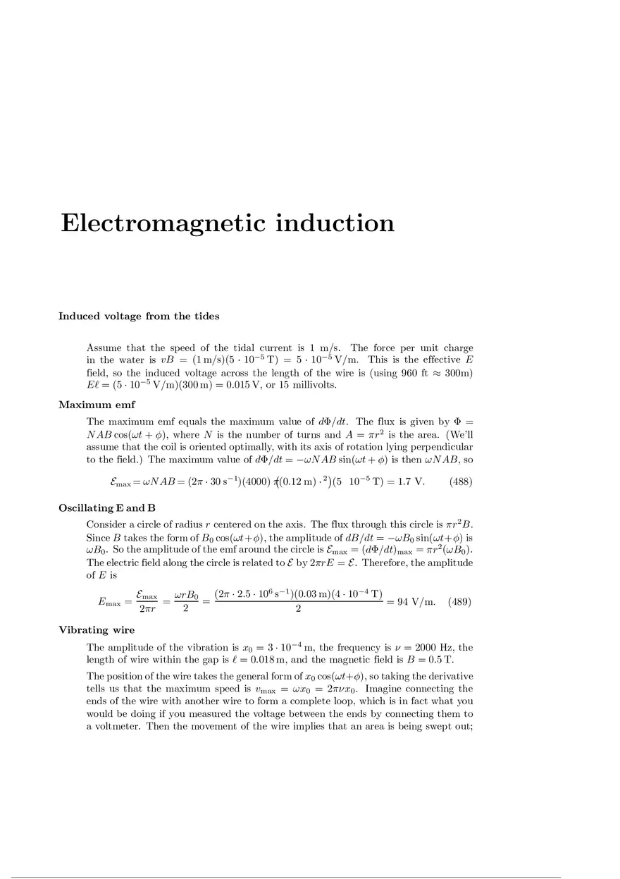 Electromagnetic Induction, Solution Manual - Page 1