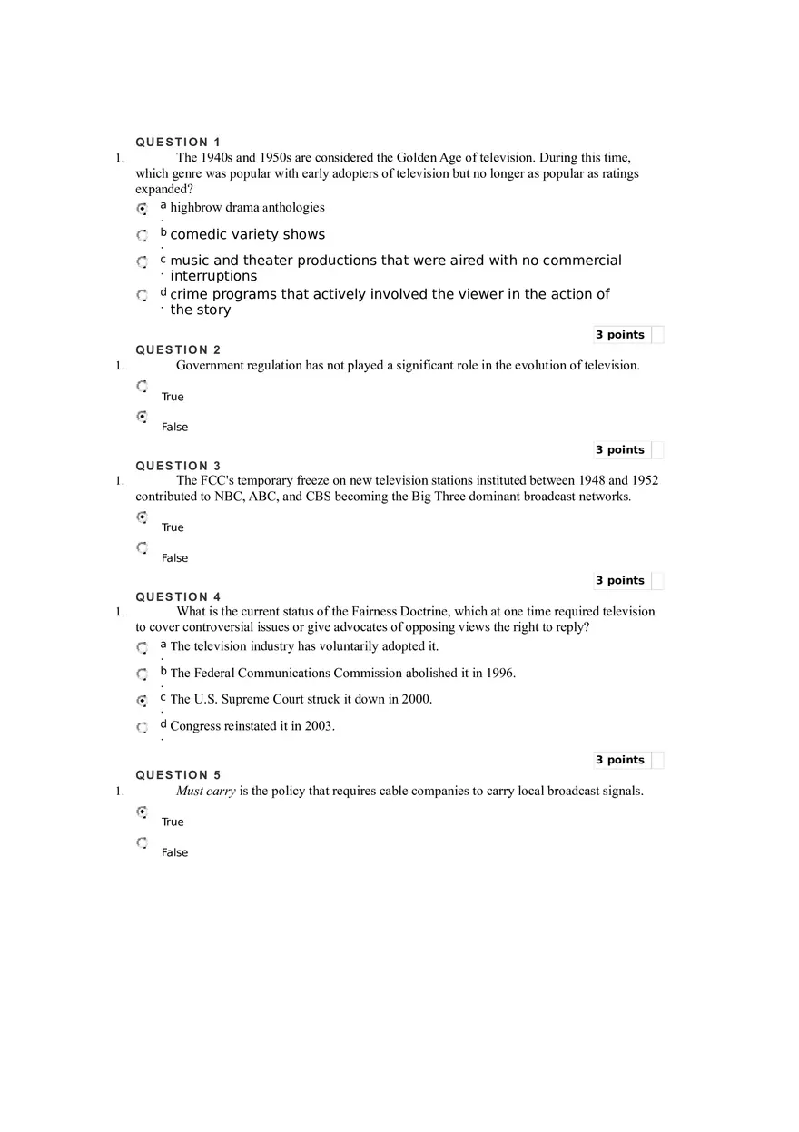 Media and Culture Reading Quiz - Page 1
