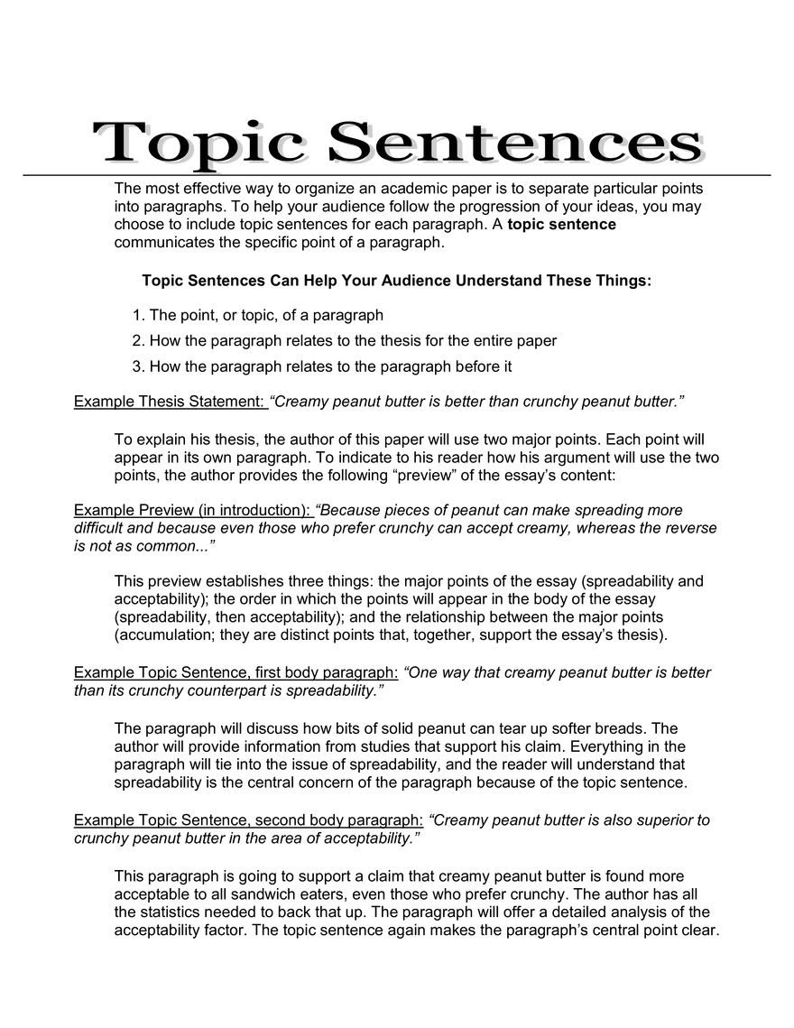 Topic Sentences - Page 1