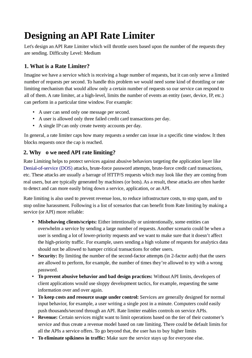 Designing an API Rate Limiter - Page 1