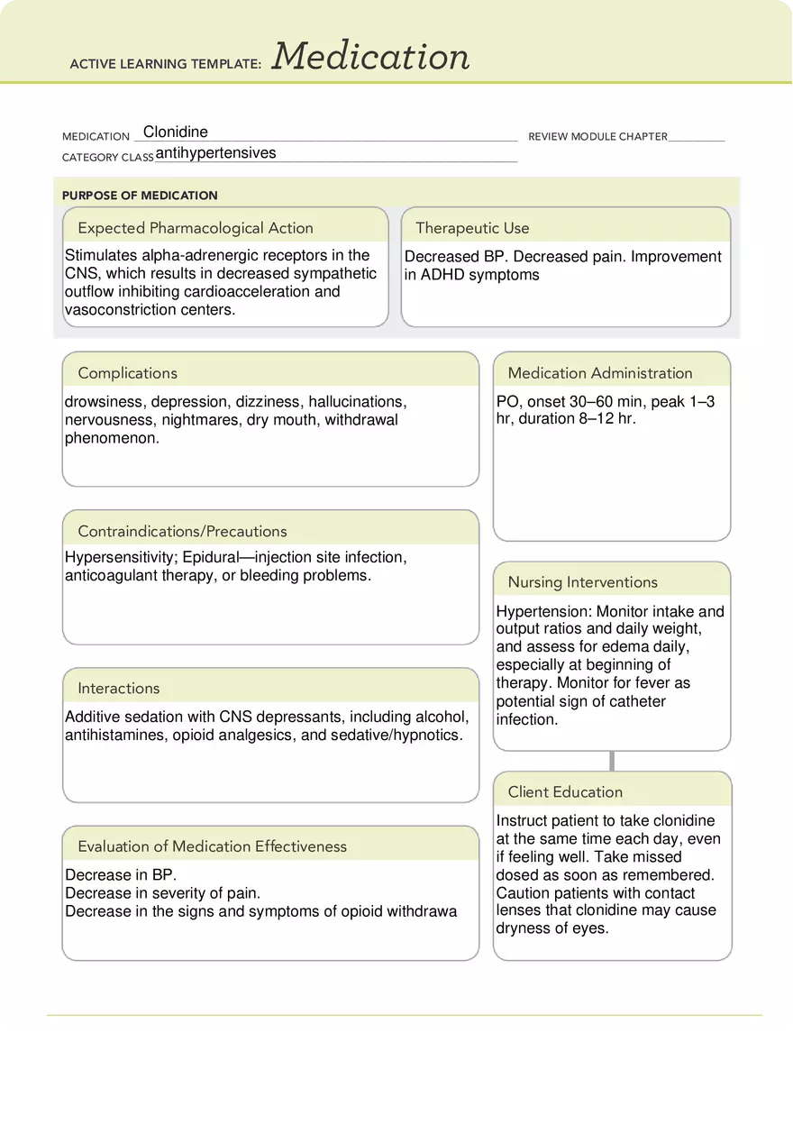 Clonidine (Antihypertensives) - Page 1