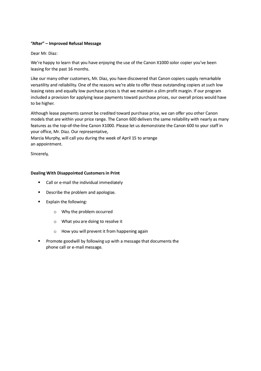 Writing Plan for Refusing Typical Requests and Claims - Page 2