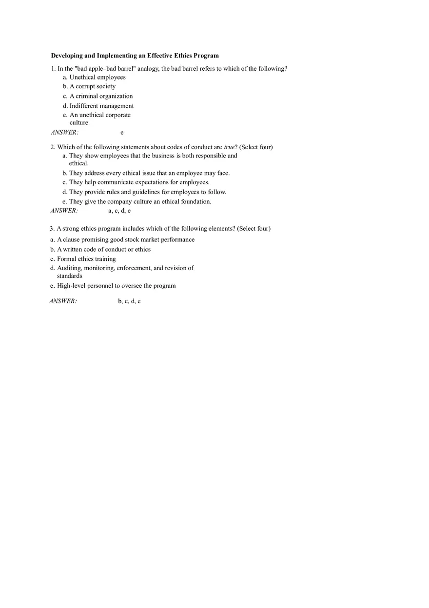 Developing and Implementing an Effective Ethics Program - Page 1
