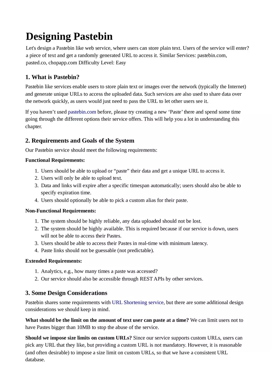 Designing Pastebin - Page 1