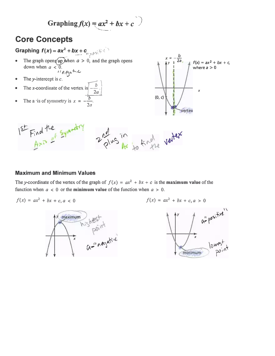 Maximum and Minimum Values Graphing - Page 1