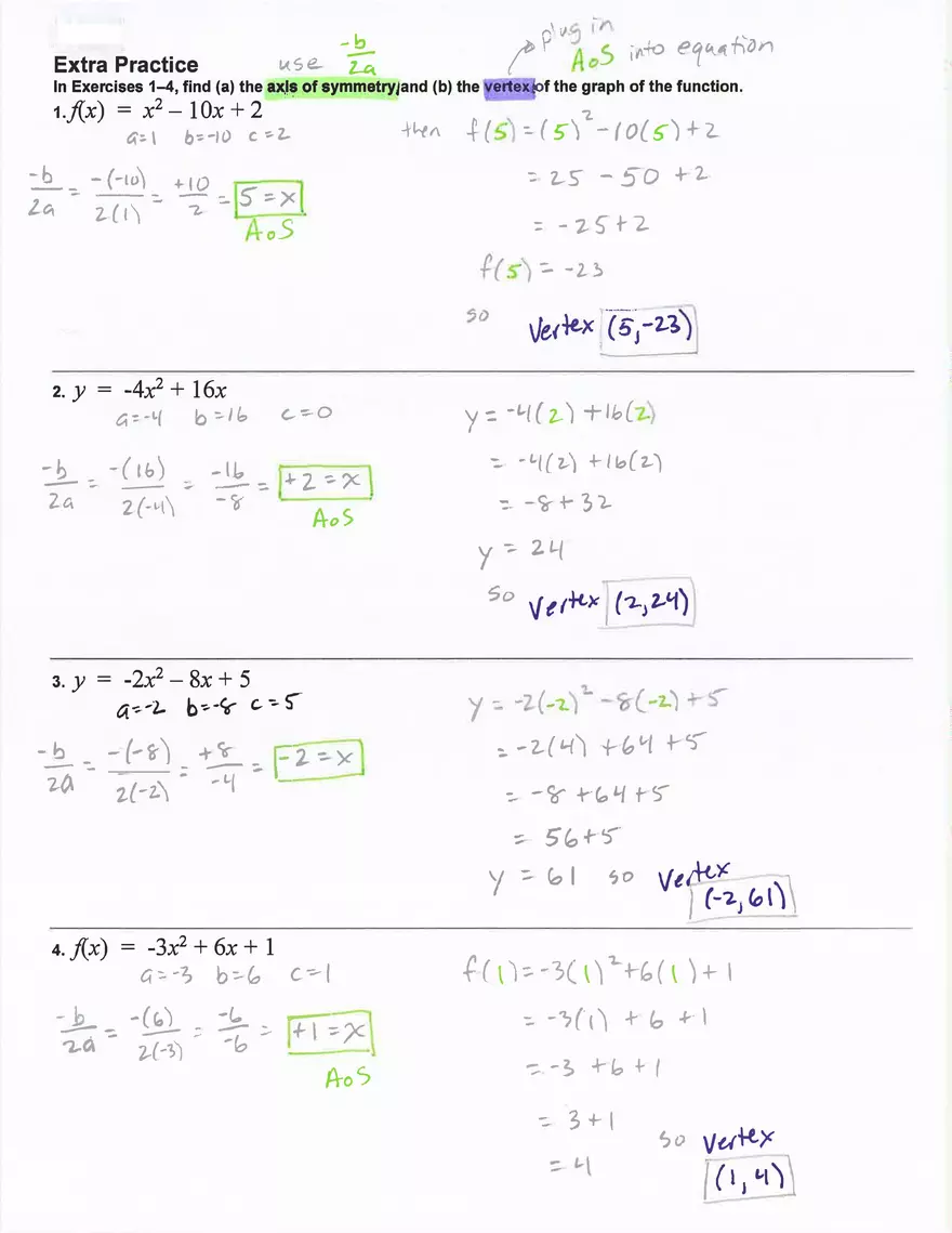 Maximum and Minimum Values Graphing - Page 2