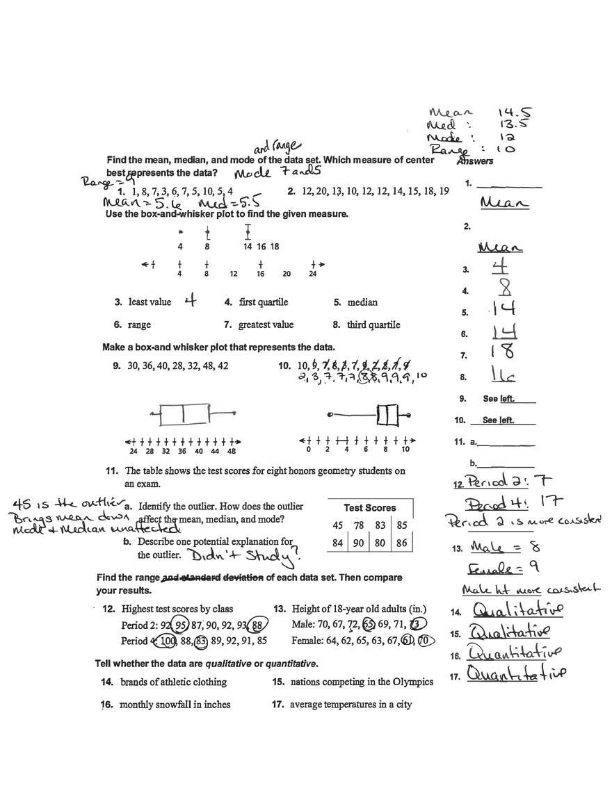 Chapter 11 Test of Algebra - Page 1