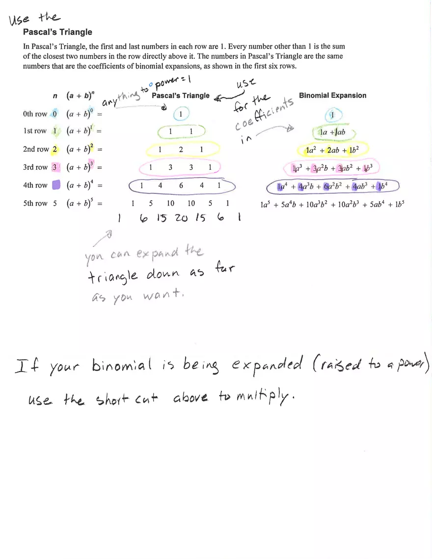 Pascal's Triangle to expand the binomial - Page 3