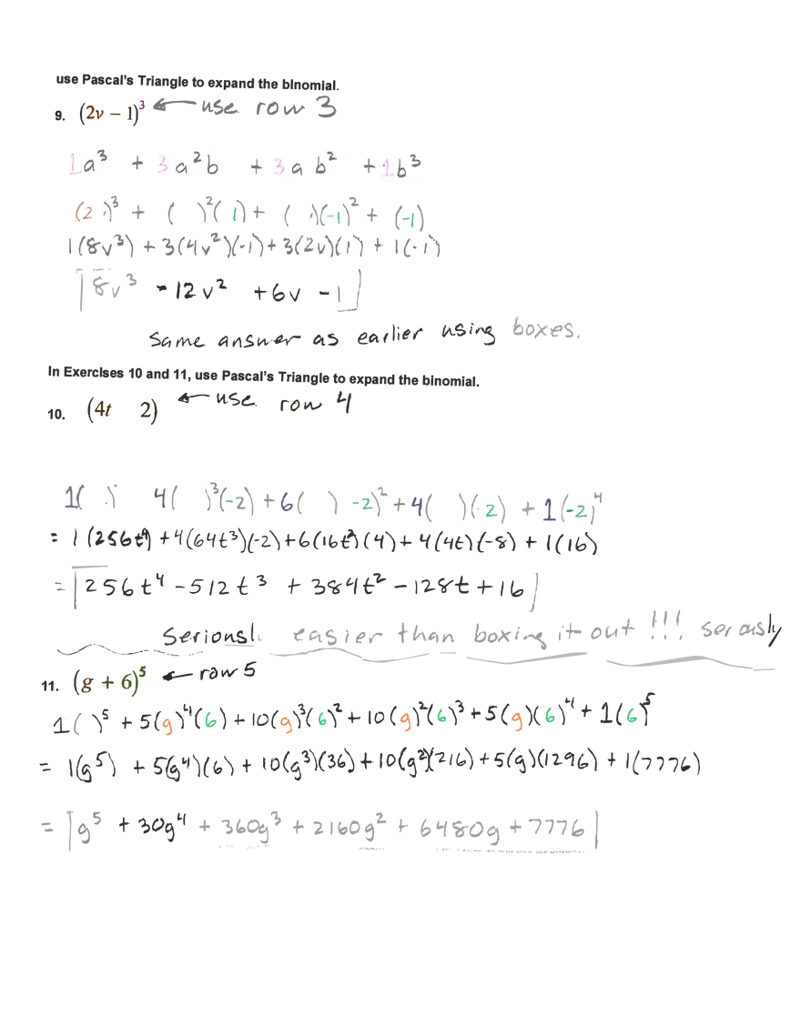 Pascal's Triangle to expand the binomial - Page 4