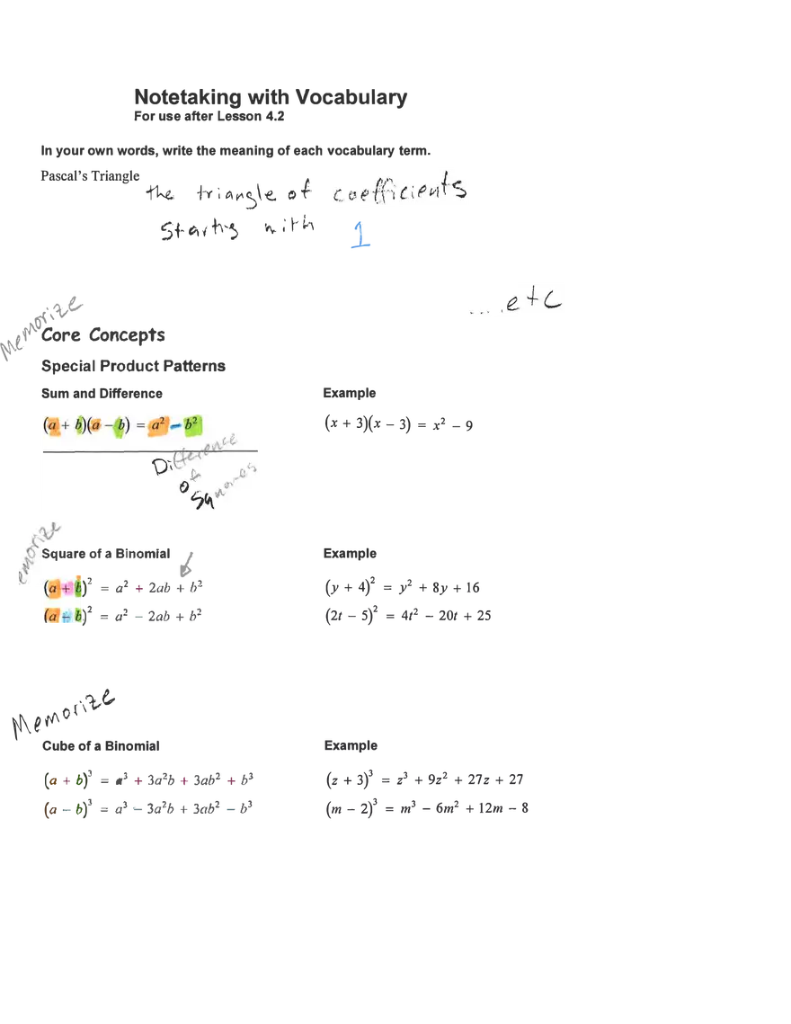 Pascal's Triangle to expand the binomial - Page 5
