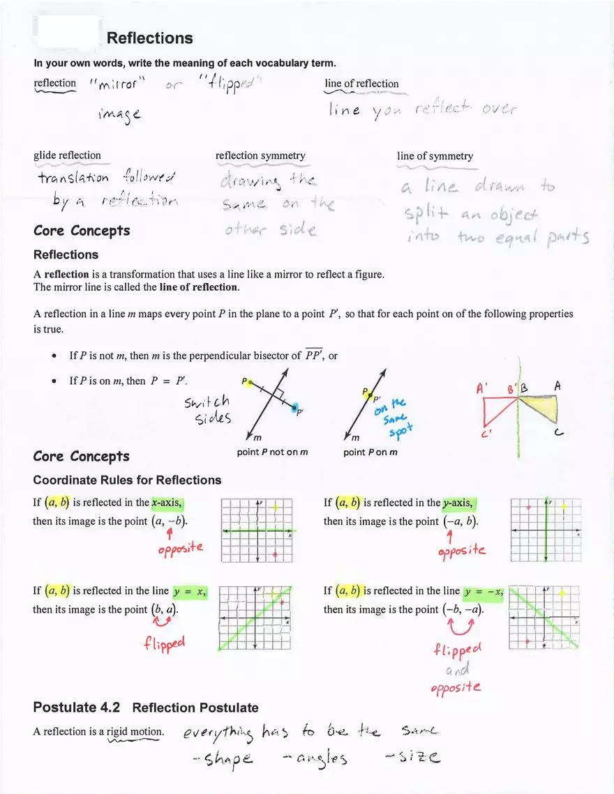 Postulate 4.2 Reflection Postulate of Algebra - Page 1
