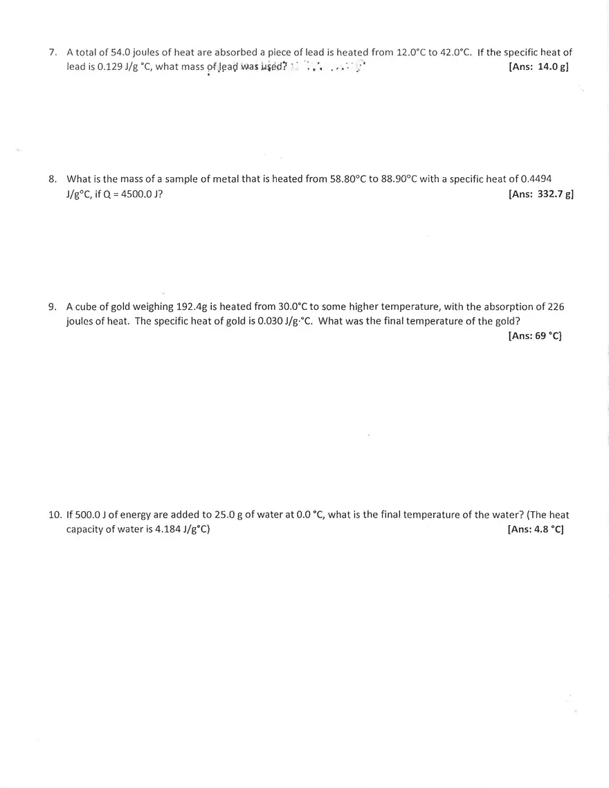 Specific Heat Practice of Physics - Page 2
