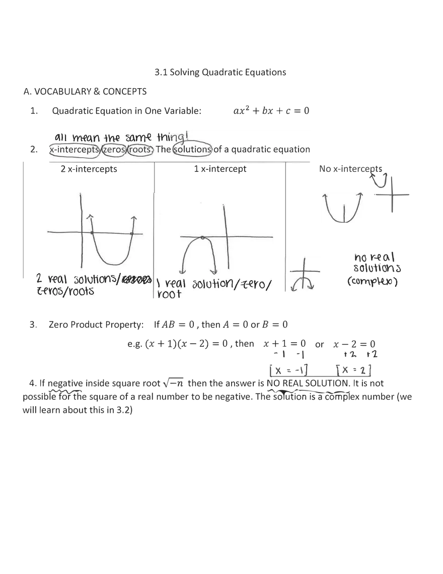 Quadratic Equation in One Variable - Page 1