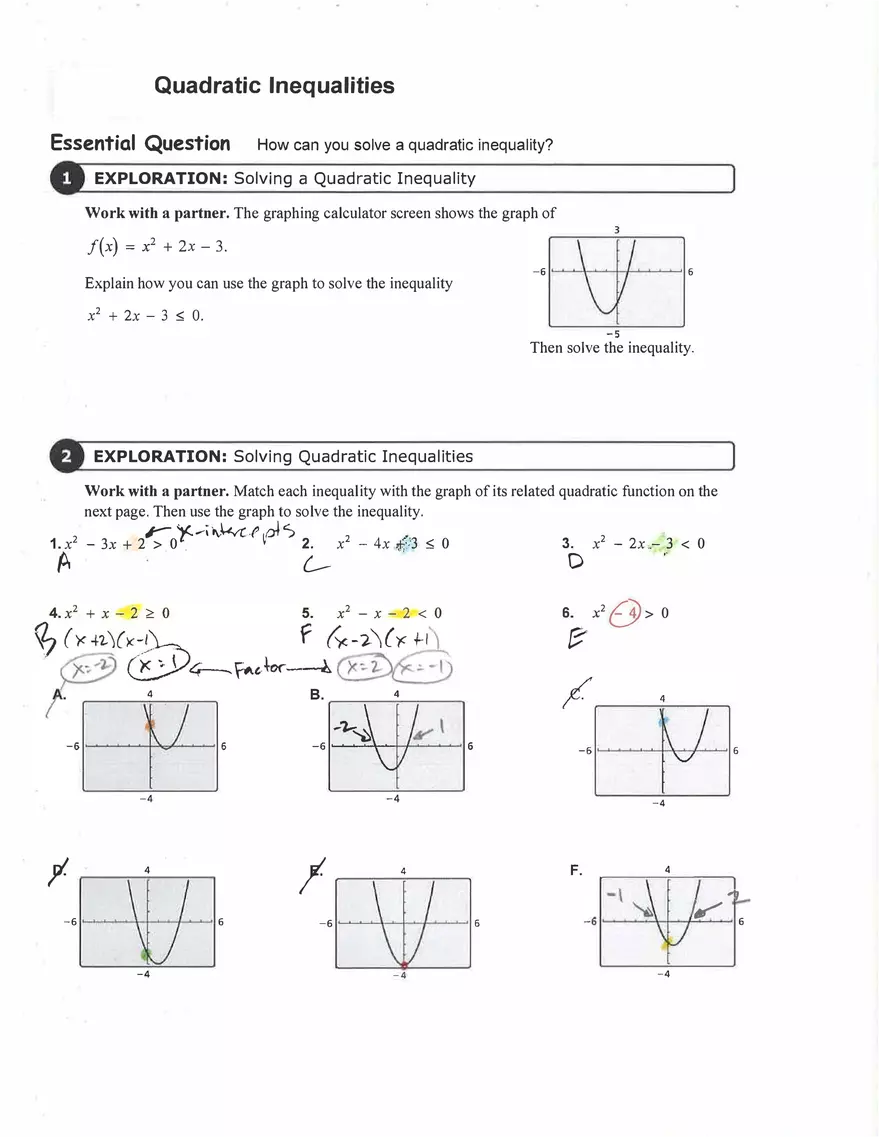 Quadratic lnequalities of Algebra - Page 1